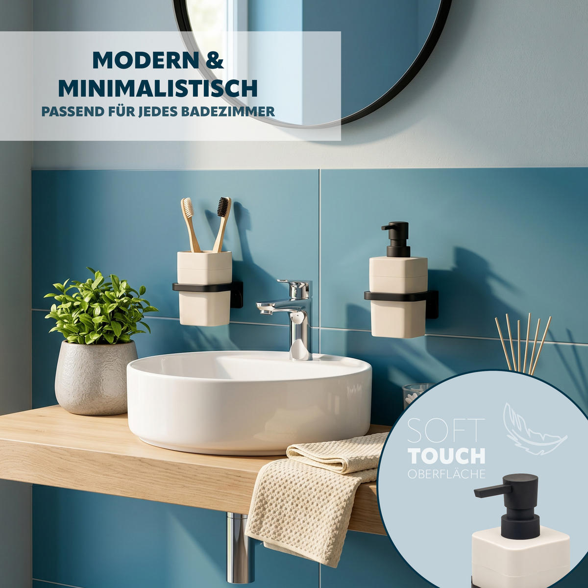 SEIFENSPENDER SAVONA Softtouch, beige, eckig - Beige, Kunststoff (9/15.5/10cm) - bremermann