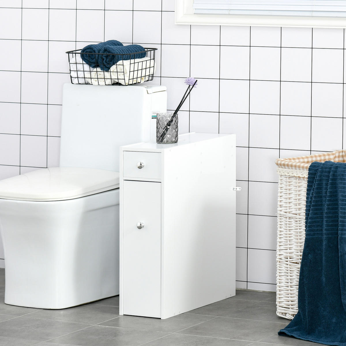 TOILETTENPAPIERHALTER DE-12352 mit schubladen 17/48/58 cm Weiß - Weiß, Holzwerkstoff (48/58/17cm) - ComfortXL