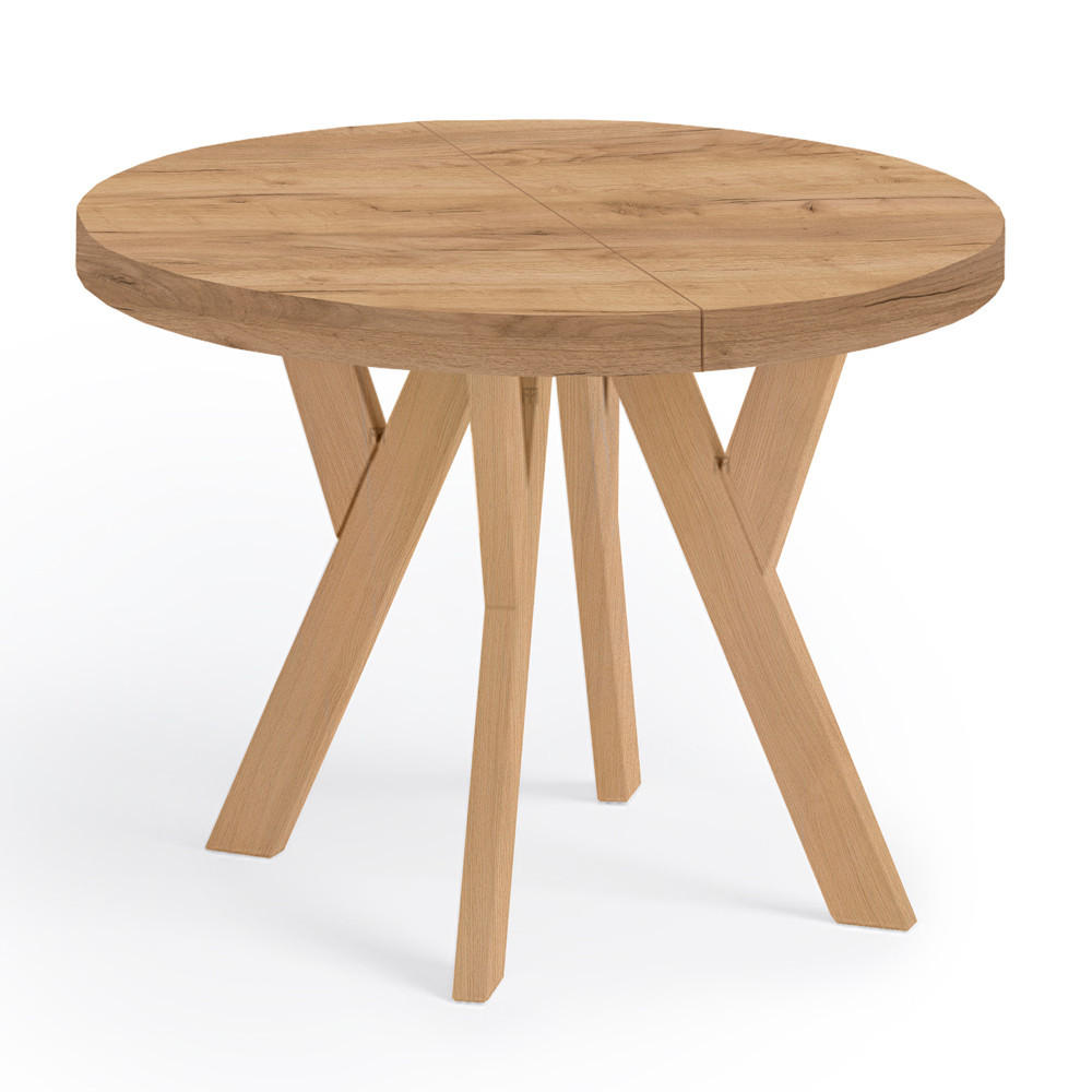 ESSTISCH Runder Ausziehbarer PERO 100/150, Eiche Craft Gold - Braun, Holz (150/100/77cm) - Dekori_Interiors