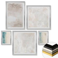 WANDBILDER 5er Set - 50x50 cm & 20x30 cm & 40x60 cm Silberner Rahmen - Aquarellmalerei-Textur - Silberfarben, Kunststoff (40/60cm) - ArtPrintCave