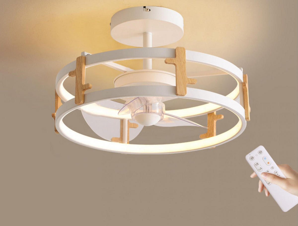 LED-DECKENLAMPE Weiß mit integriertem Ventilator 55 W - Weiß, Kunststoff (40/40/24cm) - Purline