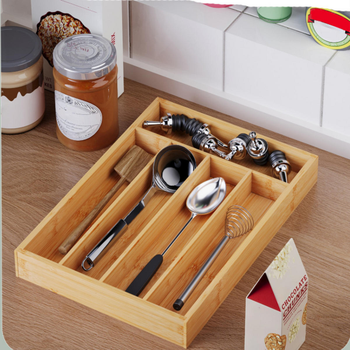 BESTECKEINSATZ, Bambus, 24,9 x 33,3 cm, Hellbraun - Braun, Holz (24.9/4/33.3cm) - Authentics