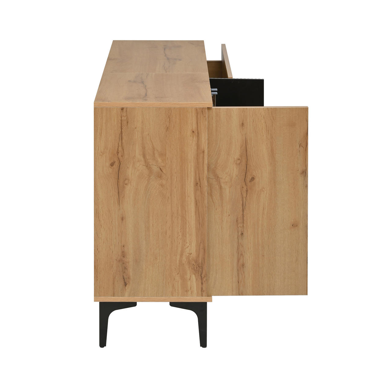 KUCHYŇSKÁ SKŘÍŇ bílá, úložný prostor, moderní minimalistický design, do obývacího pokoje, 120×35×76 cm - přírodní/černá, kov/kompozitní dřevo (120/76/35cm) - STILVORA