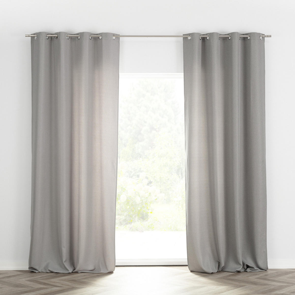 FERTIGVORHANG mit Ösen 140x280cm - Hellgrau, Textil (140/280cm) - Dekoria
