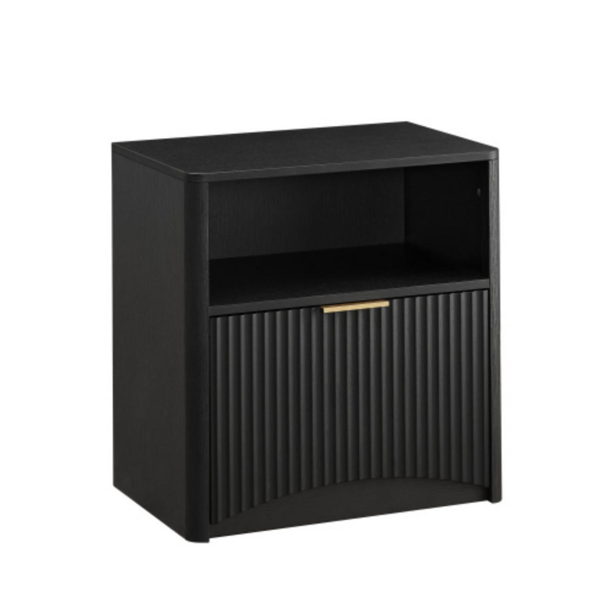 NACHTSCHRANK 58B/38T/60H cm Schwarz - Schwarz, Holzwerkstoff (38/60/58cm)