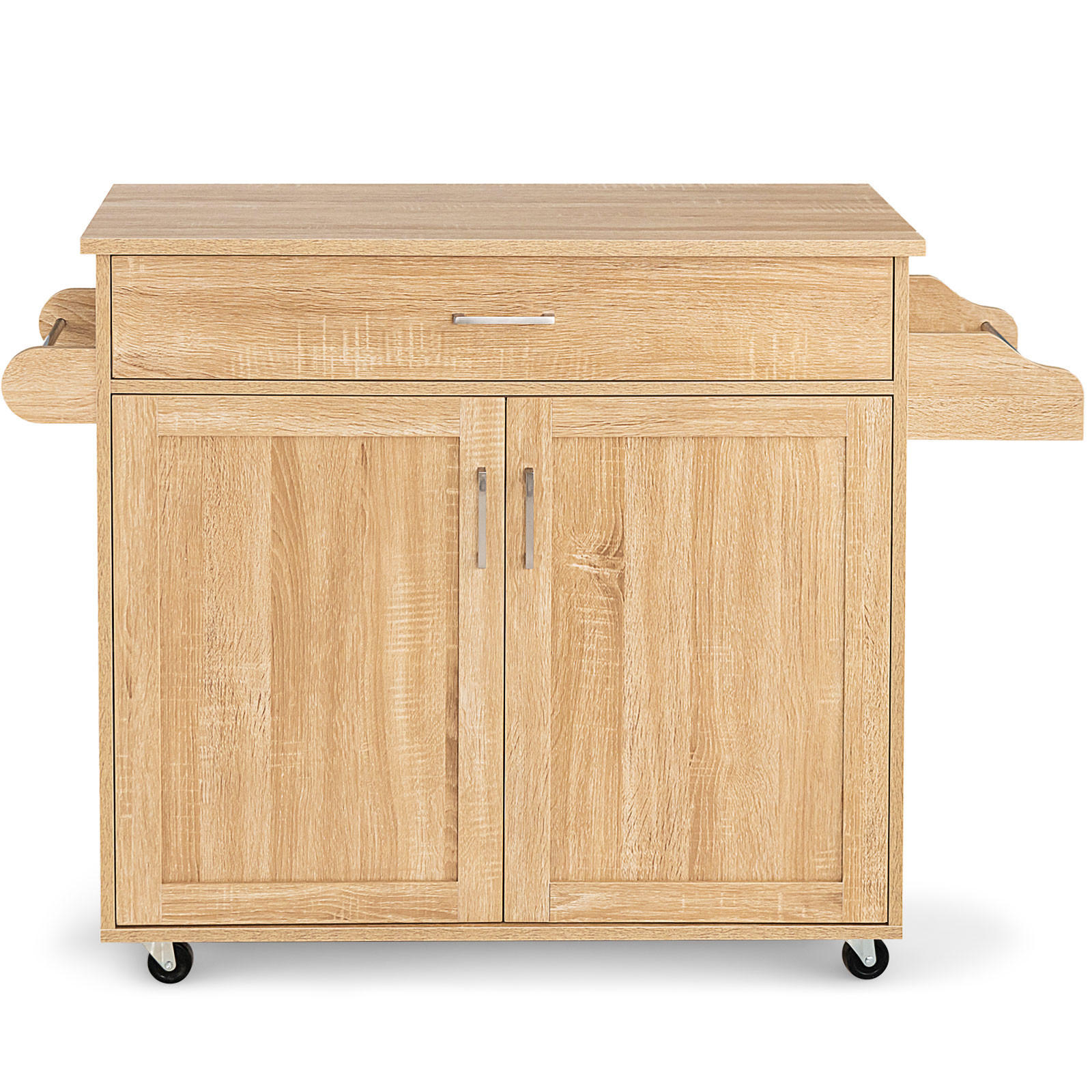 KÜCHENWAGEN Holz Natur - Weiß, Holz (40/85/116cm) - COSTWAY