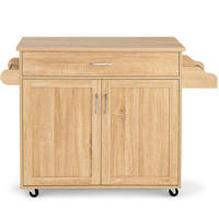 KÜCHENWAGEN Holz Natur - Weiß, Holz (40/85/116cm) - COSTWAY