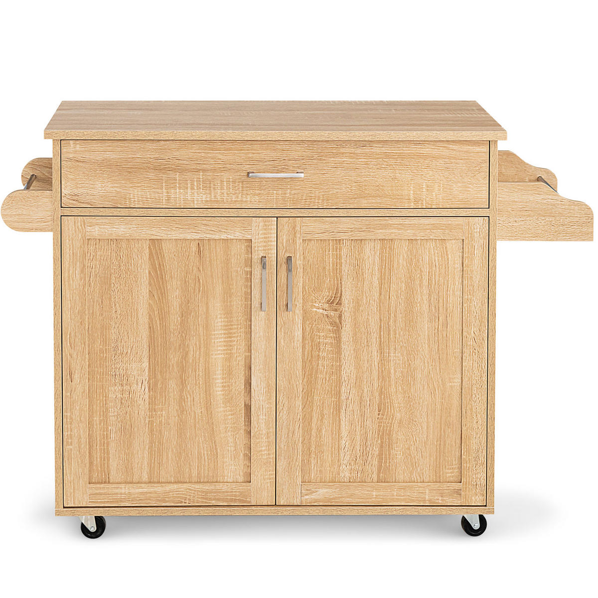 KÜCHENWAGEN Holz Natur - Weiß, Holz (40/85/116cm) - COSTWAY