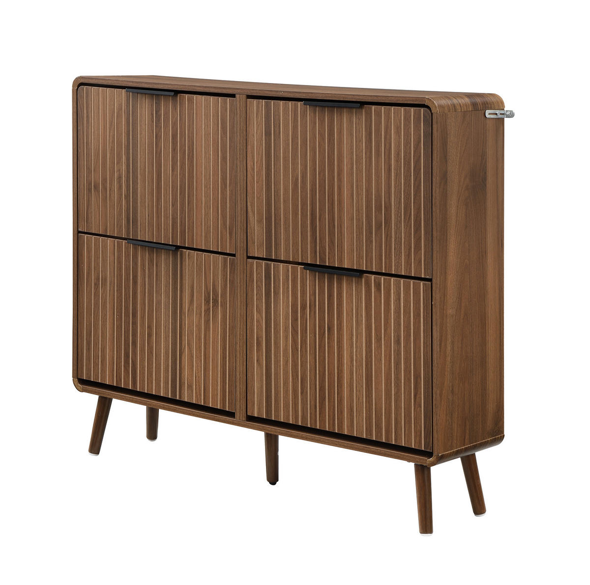 SCHUHSCHRANK aus MDF 105x24x90cm in Nussbaum mit Klapptüren - Nussbaumfarben, Holzwerkstoff (105/90/24cm) - Modfu