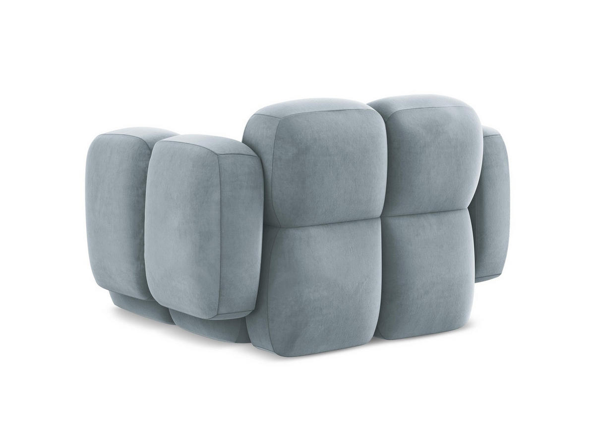 SESSEL Samt Stoff Blau - Schwarz/Hellblau, Holzwerkstoff/Kunststoff (120/72/115cm) - Makamii