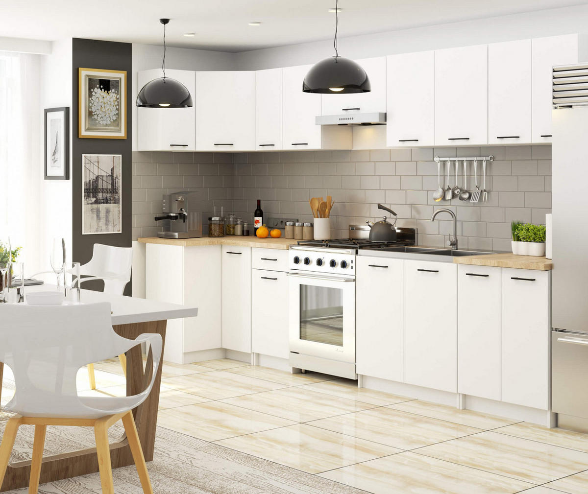 UNTERSCHRANK Weiß 85/90/46 - Weiß, Holzwerkstoff (90/85/46cm) - RAUMHIRSCH FURNITURE