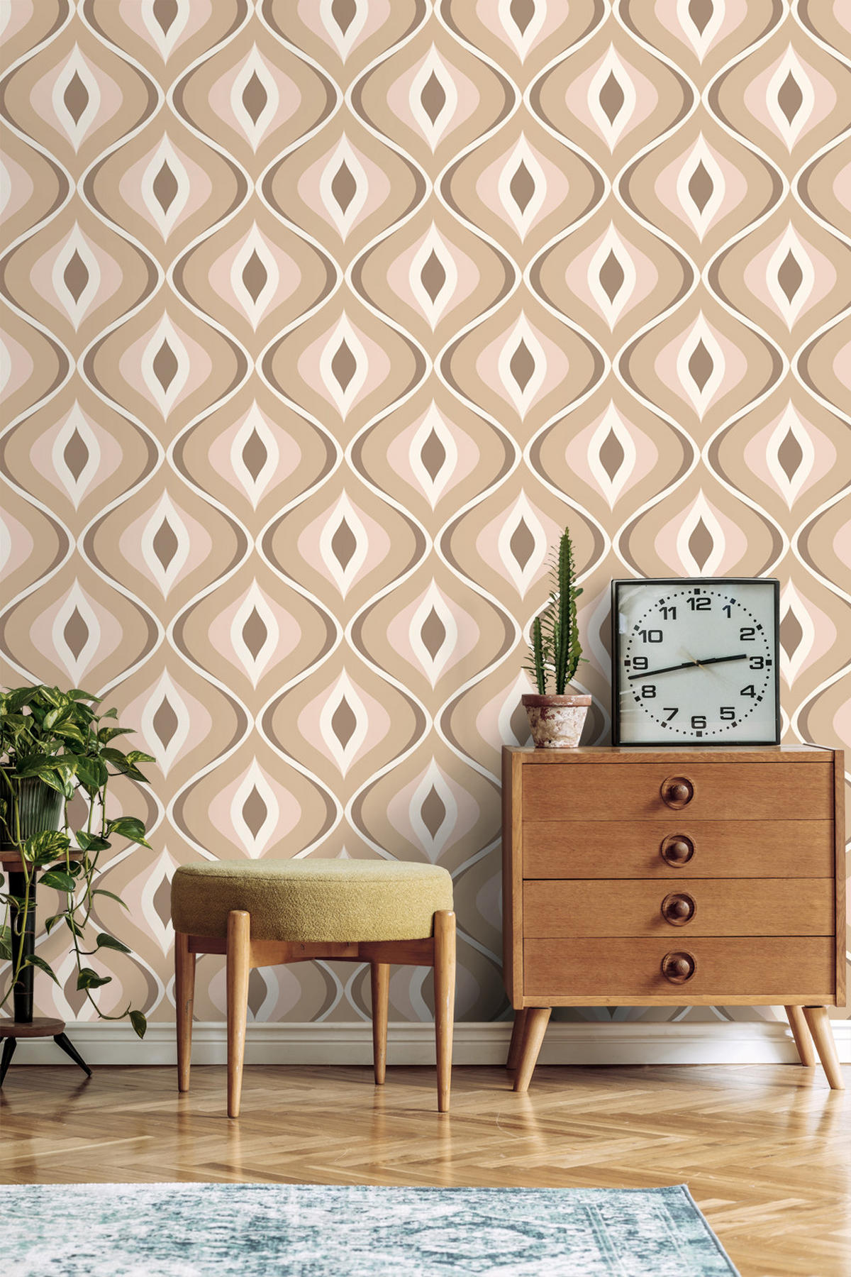 TAPETE Retro-Ornamente 50 x 900 cm - Beige, Papier (50/900cm) - ESTAhome