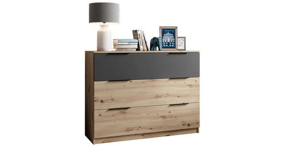 KOMMODE 120/92/38 cm in Eiche Artisan - Schwarz/Eiche Artisan, Design, Holzwerkstoff/Kunststoff (120/92/38cm) - Carryhome