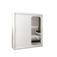 SCHWEBETÜRENSCHRANK 200/180/62 2-türig - Silberfarben/Weiß, Holz/Kunststoff (180/200/62cm) - MÖBEL KRYSPOL