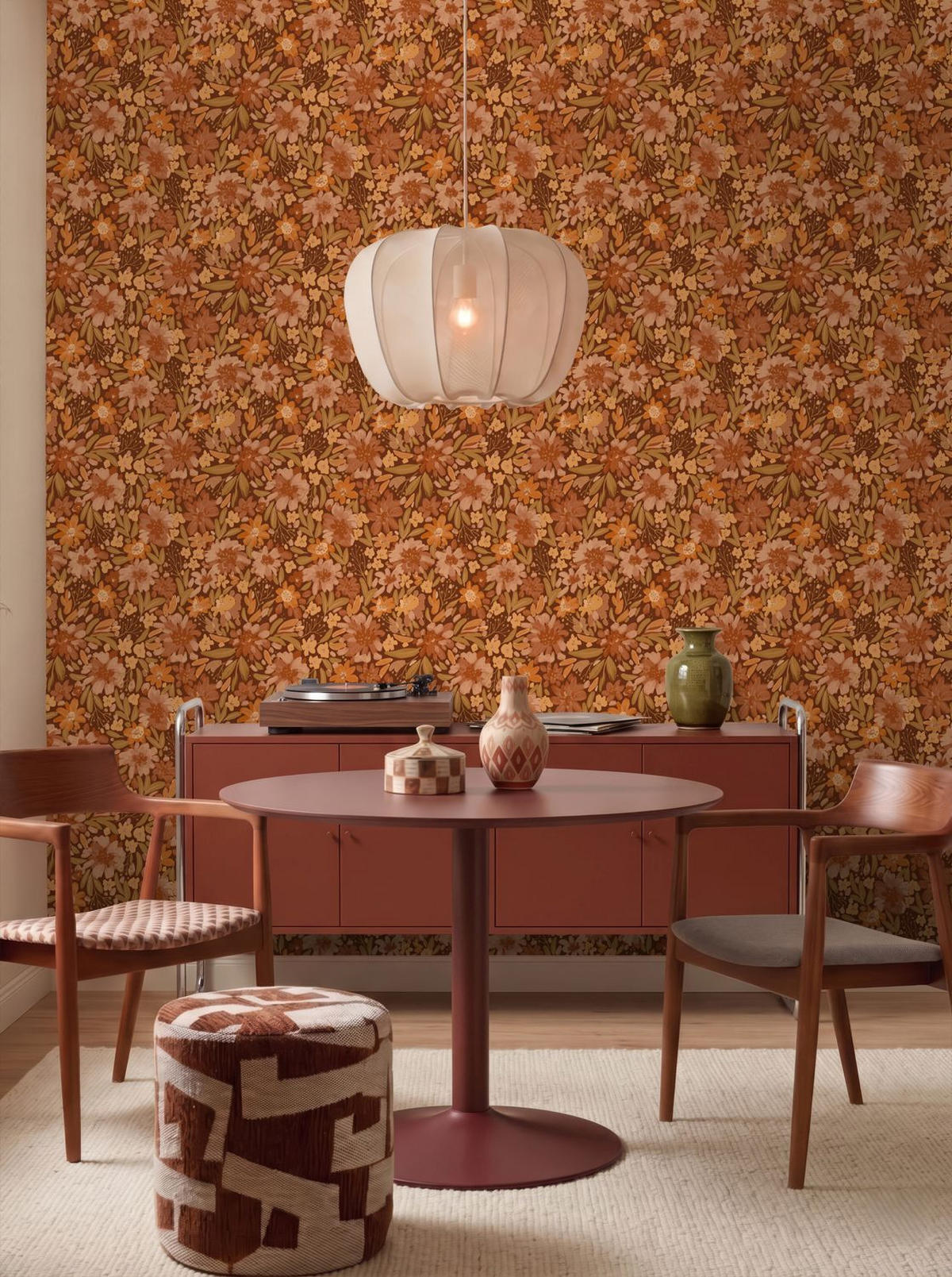 TAPETE Blumen 50 x 900 cm - Terracotta, Papier (50/900cm) - ESTAhome