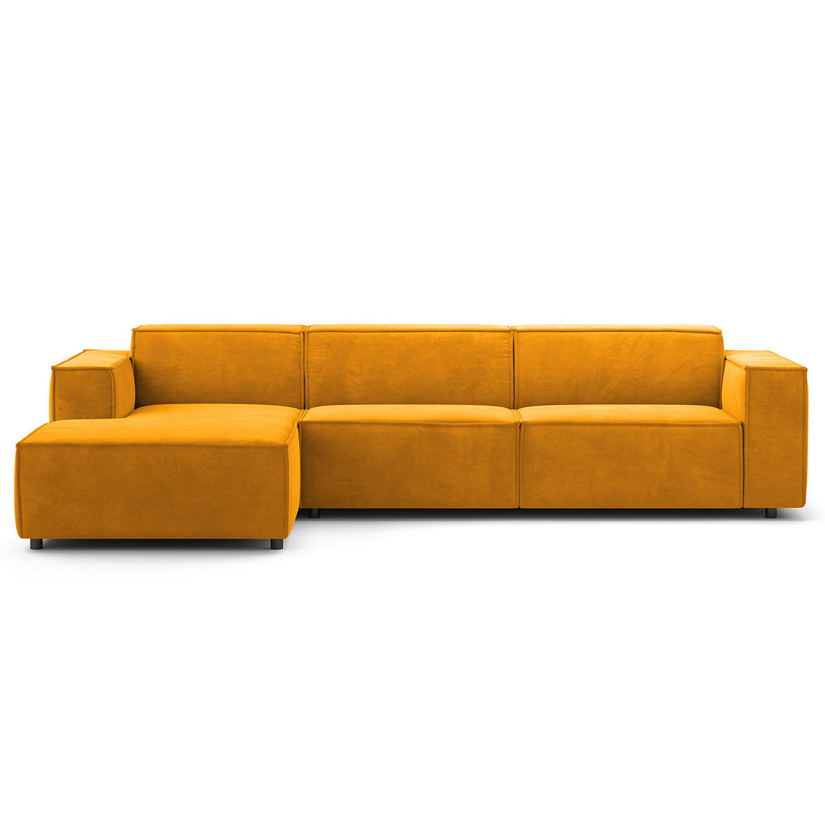 ECKSOFA mit Longchair - Gelb/Schwarz, Kunststoff/Textil (294/177cm) - home24