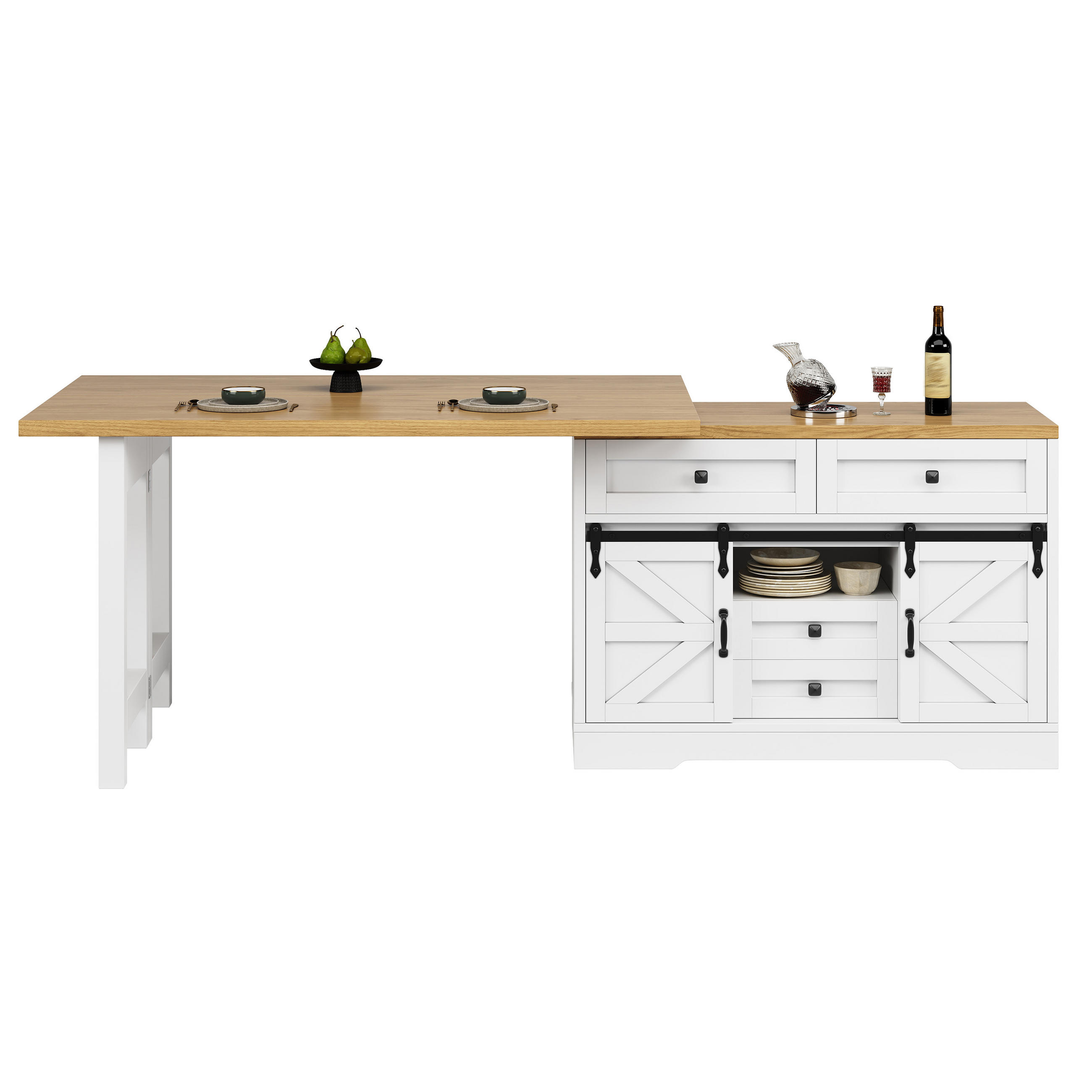 KÜCHENINSEL 360° Drehbar Stauraum Modern - Weiß, Holzwerkstoff (120/72/40cm) - FLIEKS