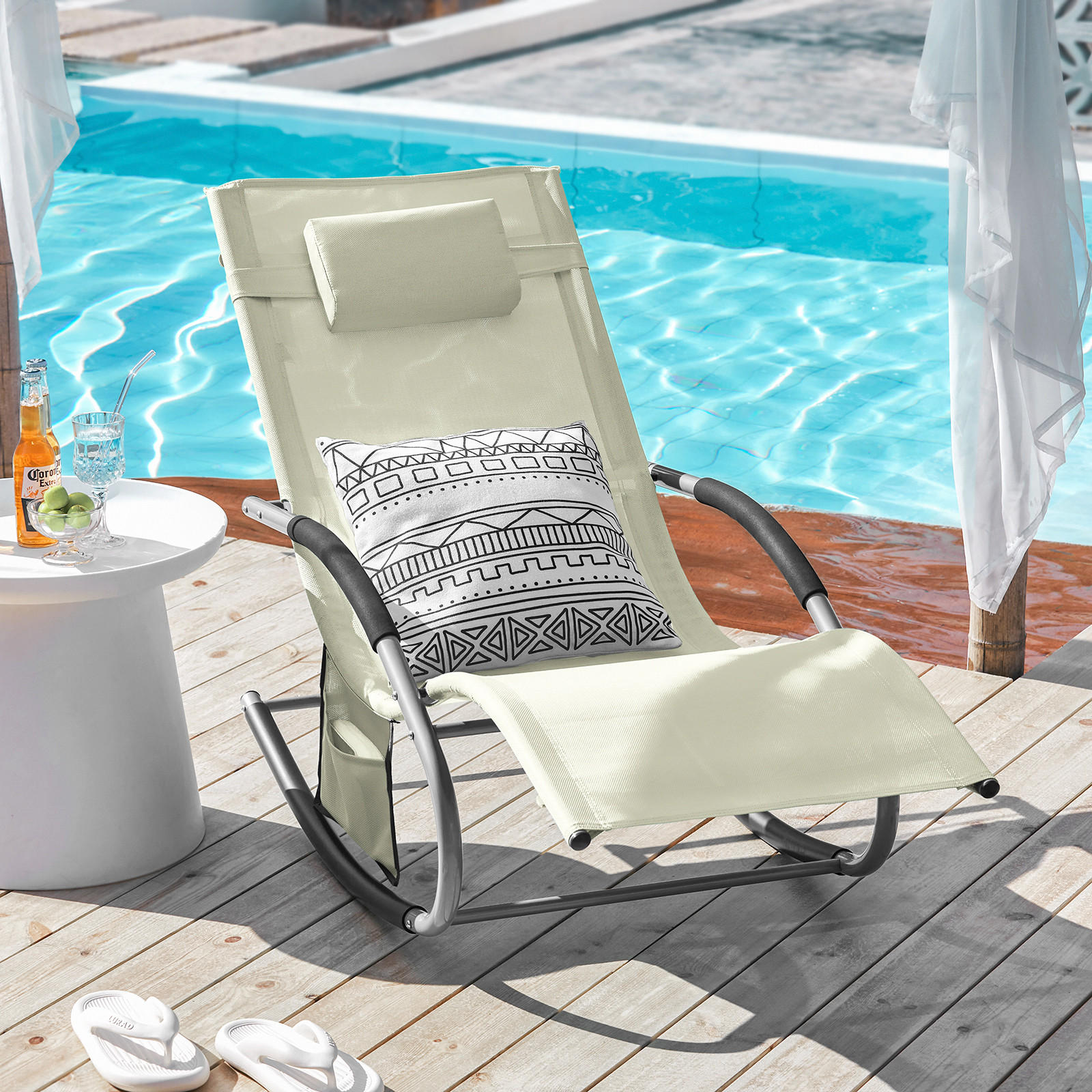 SONNENLIEGE Beige - Beige, Metall (63/83/150cm) - SoBuy