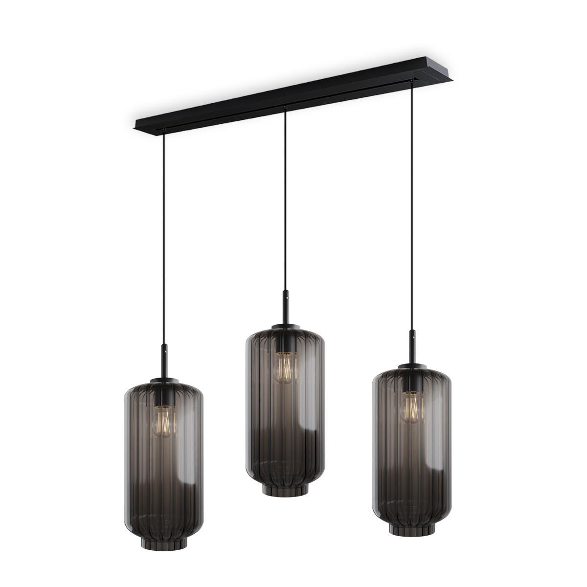 HÄNGELEUCHTE Velo 3-flammig Rauch Ø 18cm - Anthrazit/Schwarz, Glas (18/18/33cm) - s.luce