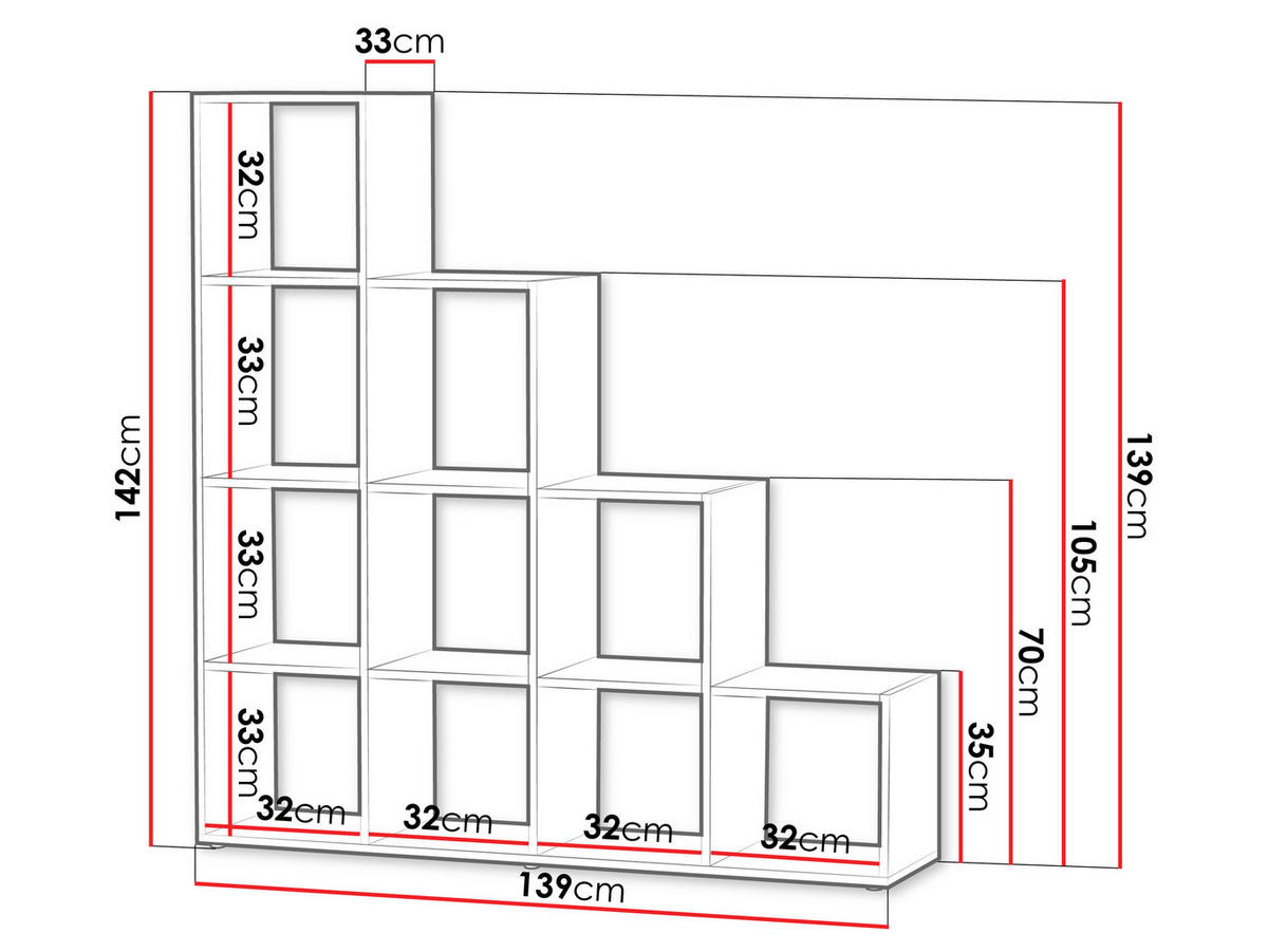STANDREGAL Trio 013 - Weiß, Holzwerkstoff (139/142/33cm) - MIRJAN24