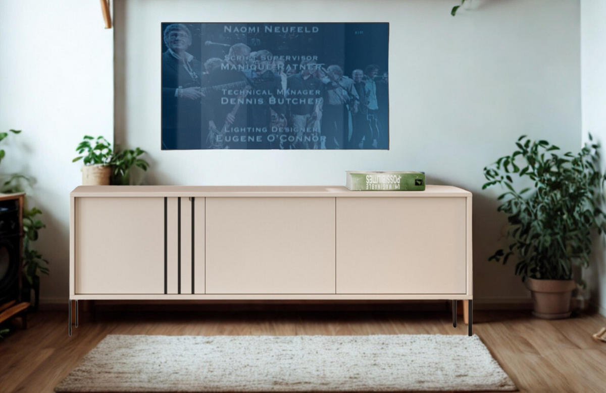 TV-SCHRANK Natan 150cm, dreitürig, mit Metallfüßen, kaschmir - Kaschmir, Kunststoff (150/57/40cm) - Margaret Hadas24