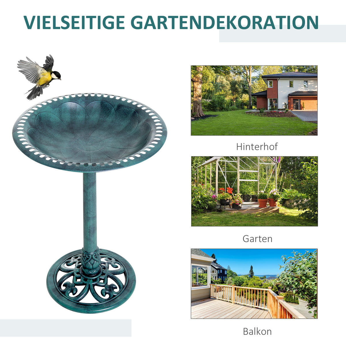 VOGELTRÄNKE, Kunststoff, Grün - Grün, Kunststoff (50/69.5/50cm) - Outsunny