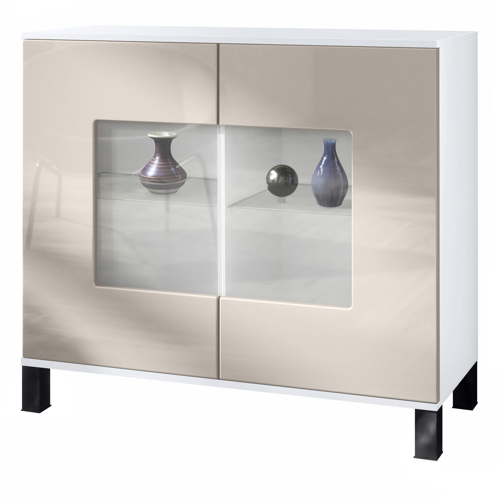 KOMMODE Grömitz Sandgrau Hochglanz - Sandfarben, Holzwerkstoff (92.5/84.5/35cm) - Vladon