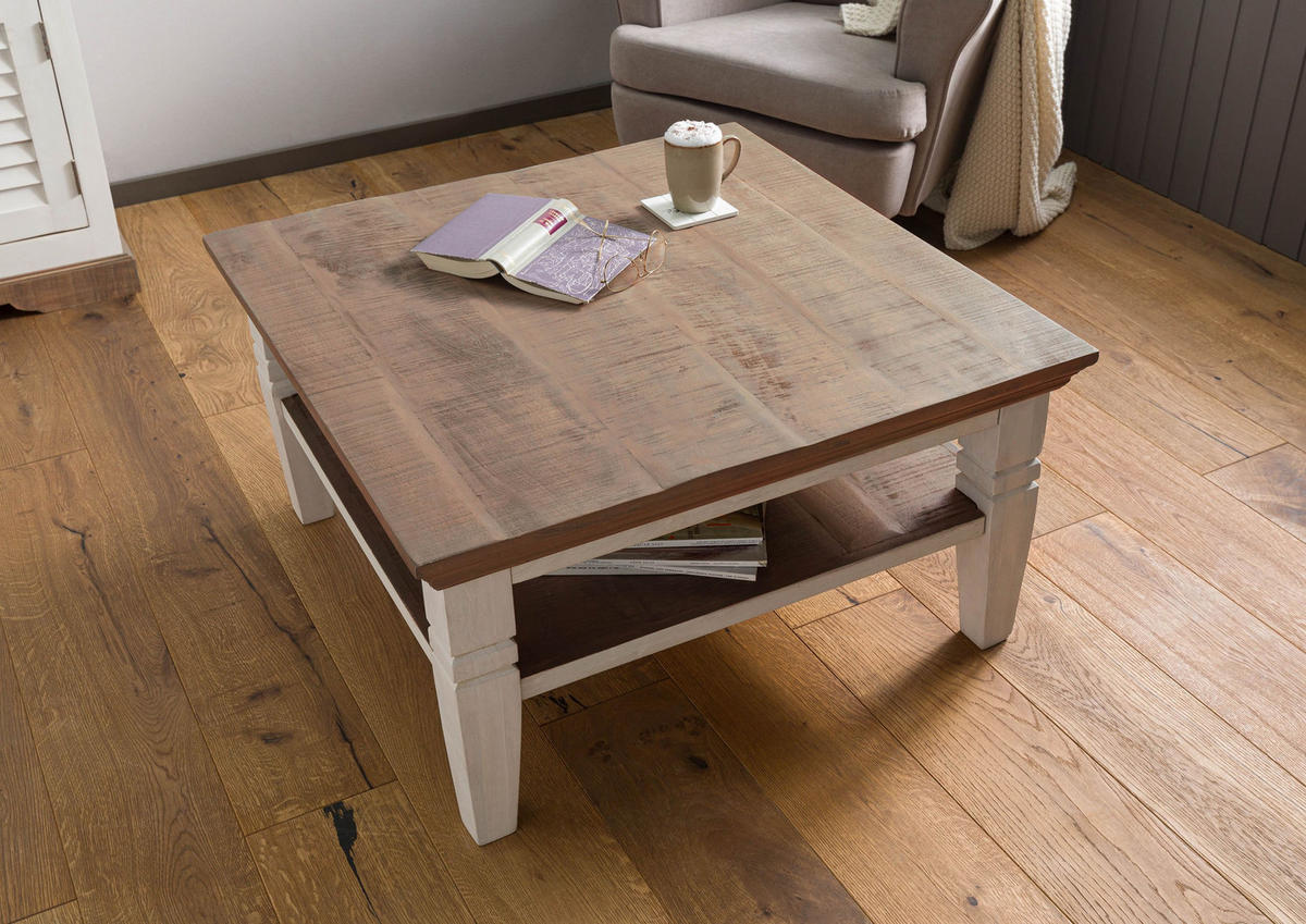 COUCHTISCH Mango 85x85x45 weiß lackiert TOULOUSE #112 - Weiß, Holzwerkstoff (85/85/45cm) - Massivmoebel24