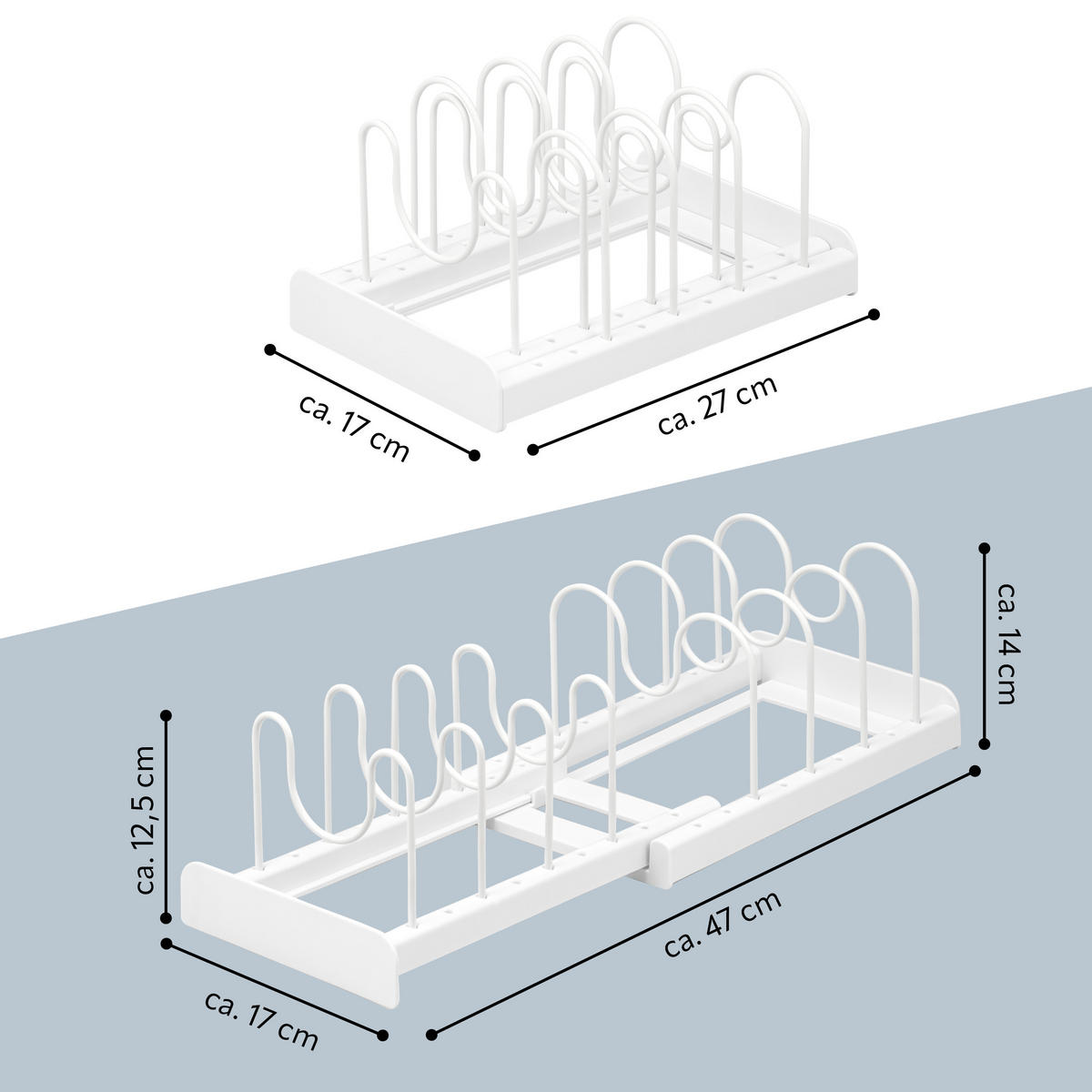 TOPFDECKELHALTER, weiß - Weiß, Kunststoff (17/14/47cm) - eluno