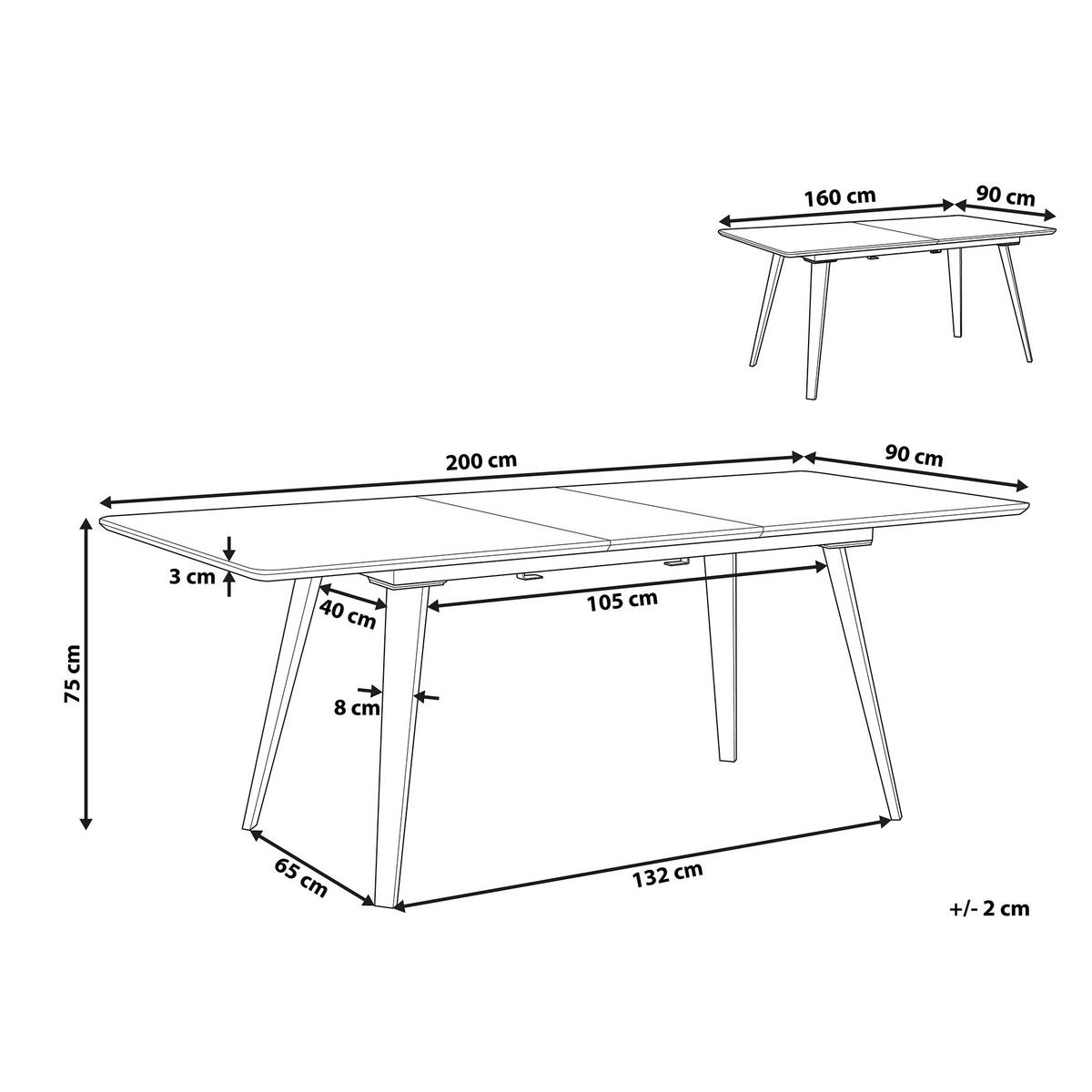 ESSTISCH 160-200/90/75 cm Schwarz Rechteckig Irvington - Schwarz, Holzwerkstoff (200/90/75cm) - Beliani