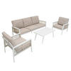 SOFAGARNITUR 4-teilige Aluminiummit schwarzer Rattan-Aufbewahrungsbox Weiß - Weiß, Metall