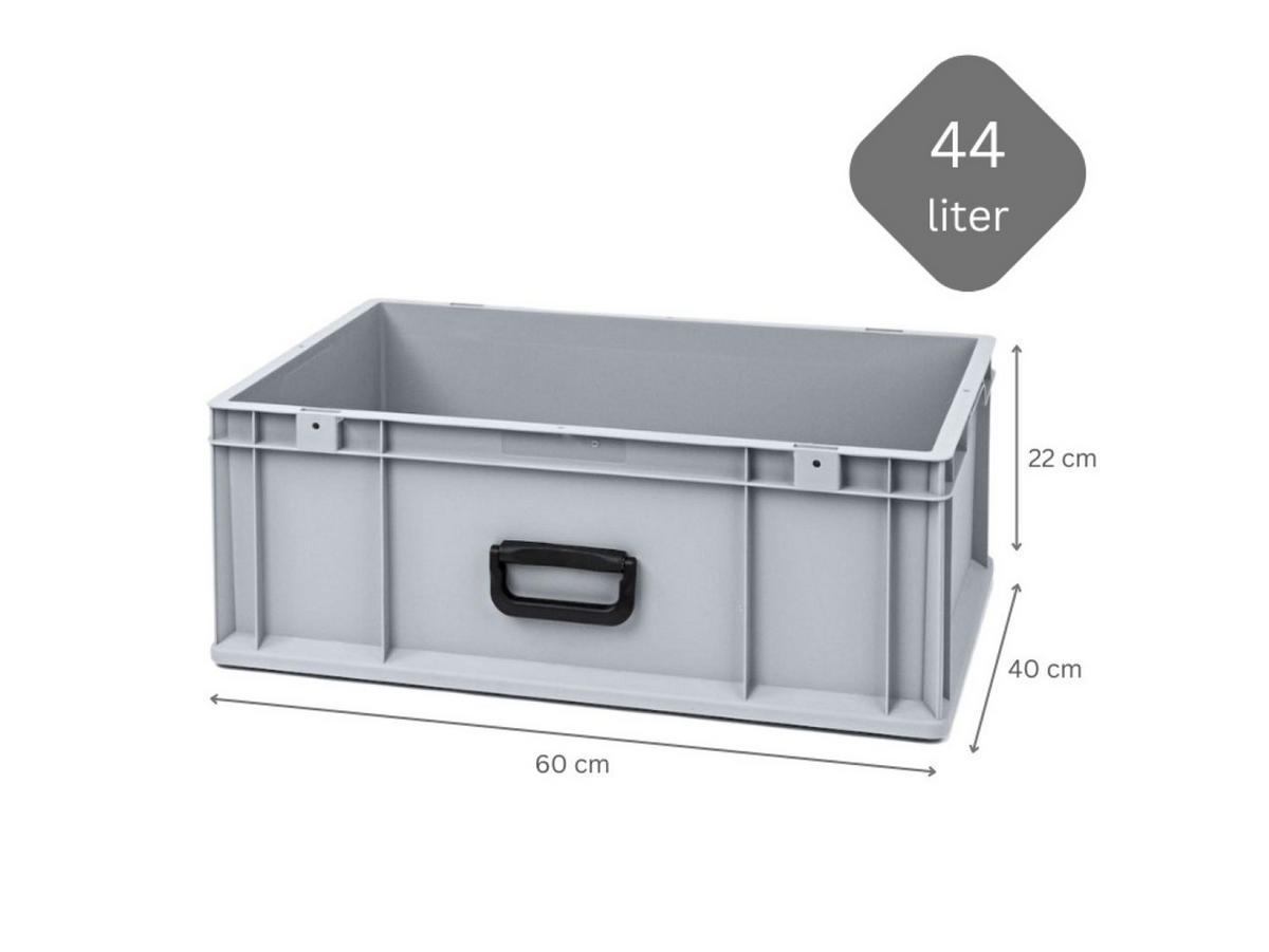 EUROBOX 4x Nextgen Portable Uno 22x40x60cm 44 Liter - Grau, Kunststoff (40/22/60cm) - PROREGAL