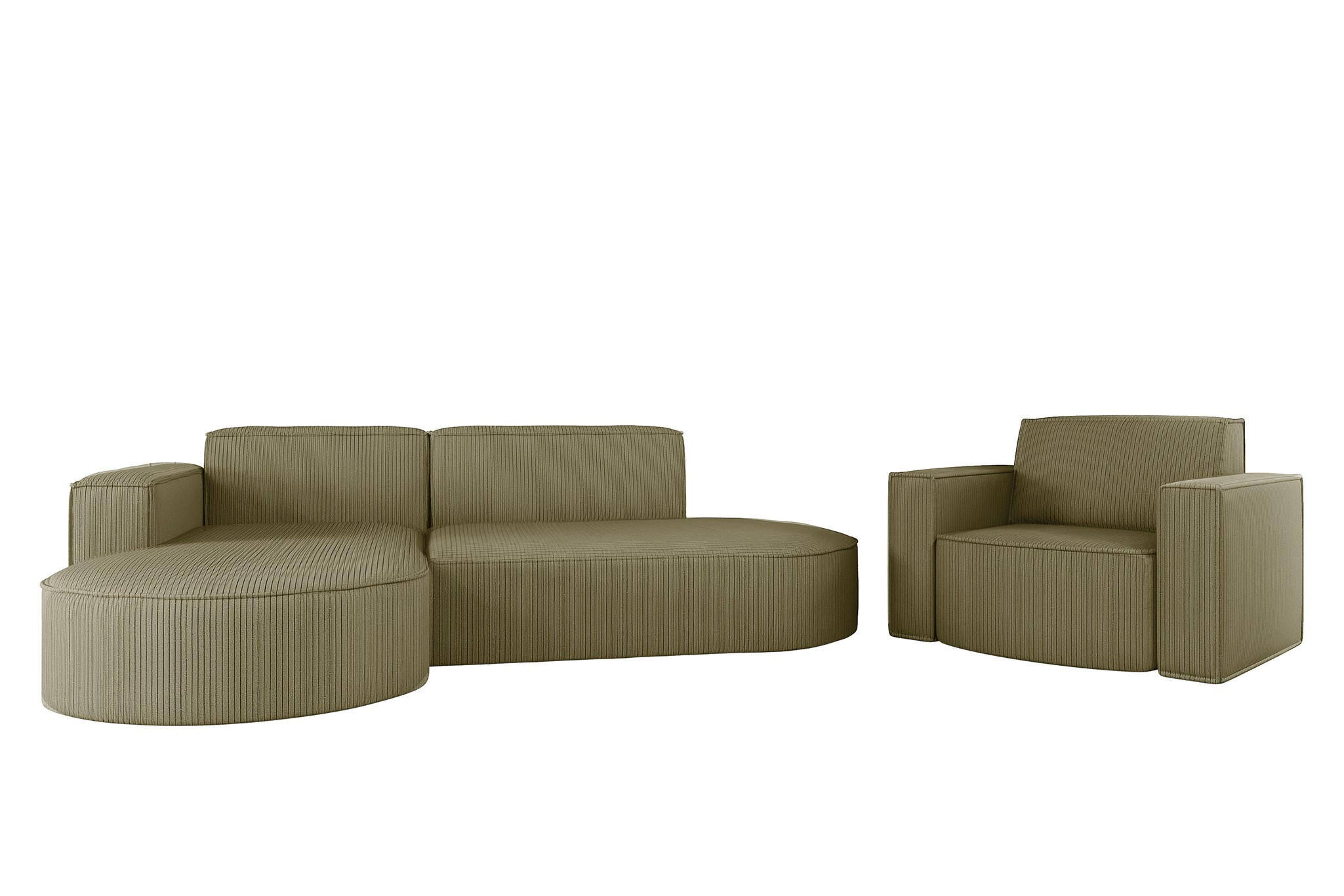 SOFASET Palma In Scala - Opal, Holzwerkstoff/Textil (236/78/165cm) - Fun Möbel