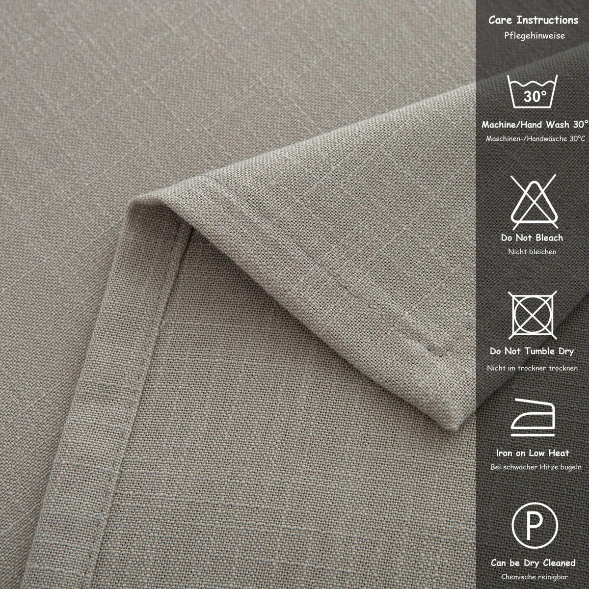 TISCHLÄUFER Leinenoptik abwaschbar, Lotuseffekt, 30x120 cm, Hellgrau - Hellgrau, Textil (30/120cm)