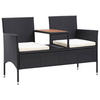 2-SITZER-GARTENBANK mit Teetisch 143 cm Poly Rattan Schwarz - Schwarz, Holz (143/88/65cm) - furnicato