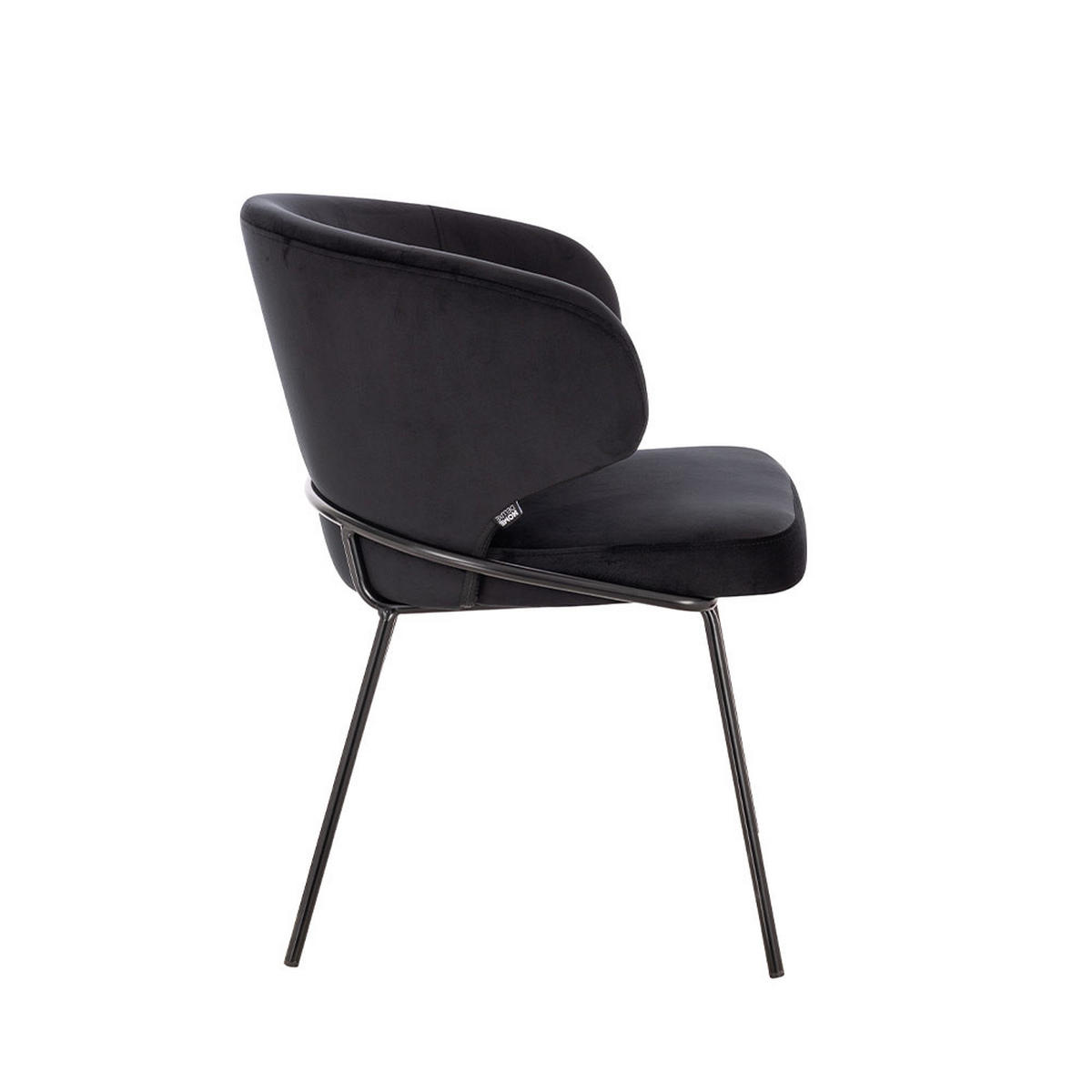 ESSZIMMERSTUHL AMARA - 4, Samt Schwarz - Schwarz, Kunststoff (55/79/59cm) - Home Deluxe