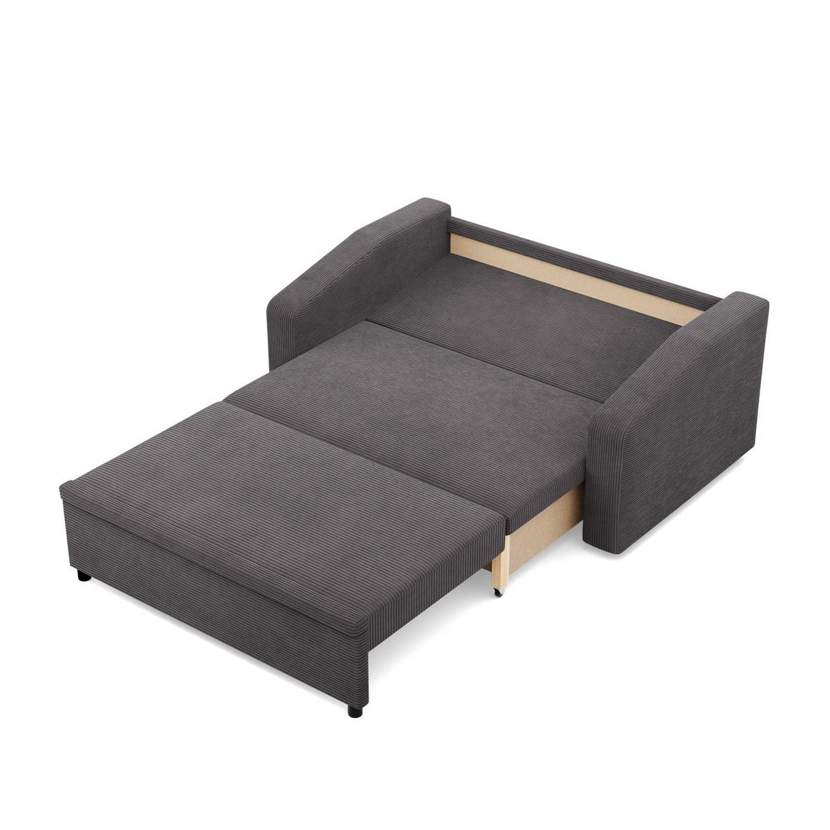SOFA 2-SITZER MIT SCHLAFFUNKTION NEO, Cord - Dunkelgrau - Grau, Textil (148/90/87cm)