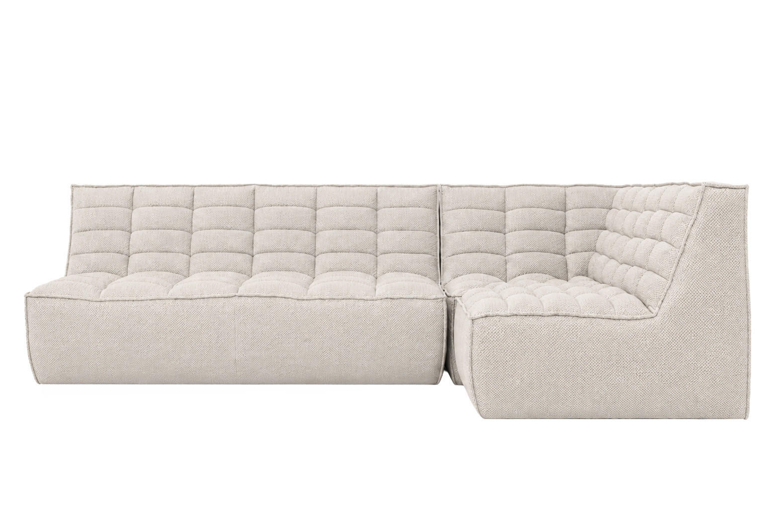 ECKSOFA Modulare L-Form, Plüschstoff Pop, Beige, Rechts, LAZY L Mini - Beige, Holz (253/173cm) - Kaiser Möbel
