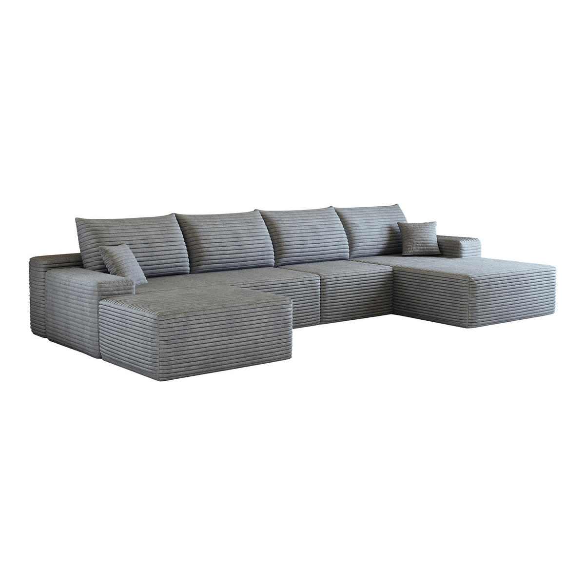 WOHNLANDSCHAFT DE-34857 U-Form 3-Sitzer Chaiselongue rechts Grau - Grau, Textil (175/83/270cm) - ComfortXL