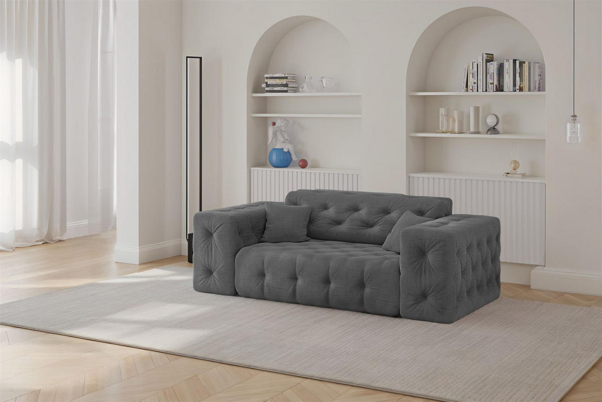 SOFA 2-sitzer Chantal In Moly - Anthrazit, Holzwerkstoff/Textil (186/78/96cm) - Fun Möbel