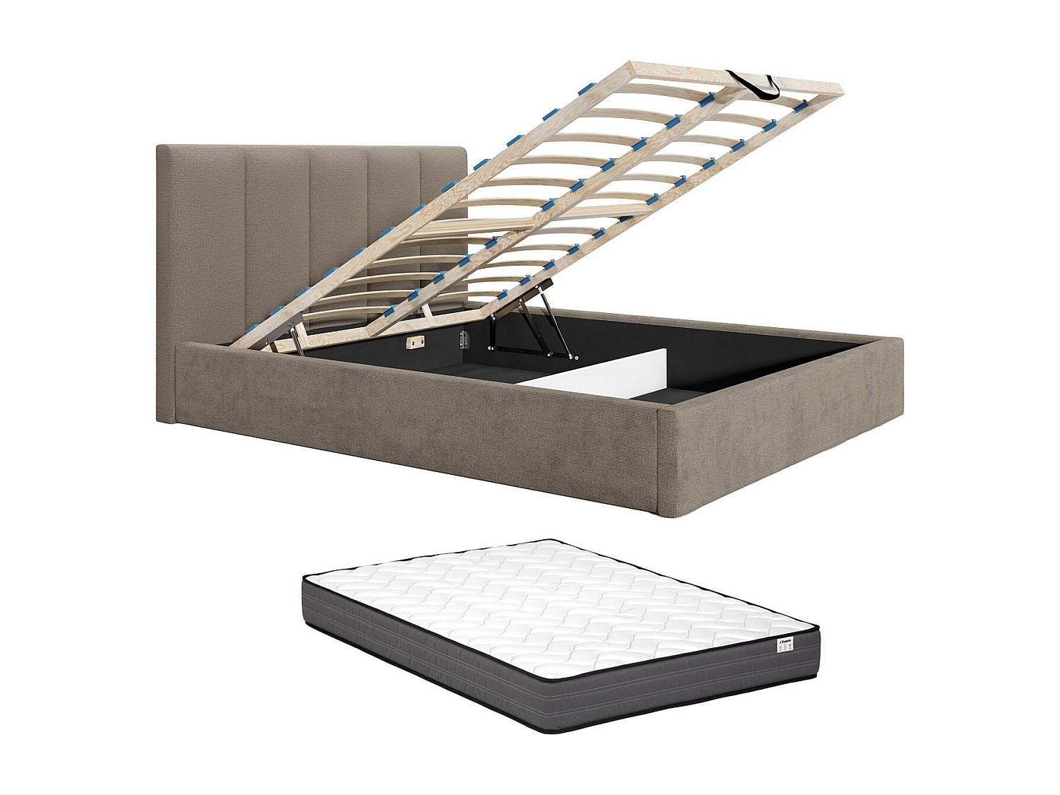 BETT mit Bettkasten - 2 -Sitzer - Polyester - taupe - KILACLO - Braun, Textil (213/211cm) - Vente-Unique