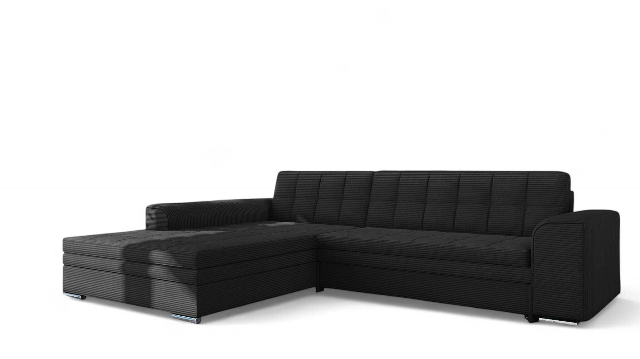 ECKSOFA Lusaka Mit Schlaffunktion - Schwarz, Holzwerkstoff/Textil (292/198cm) - Fun Möbel