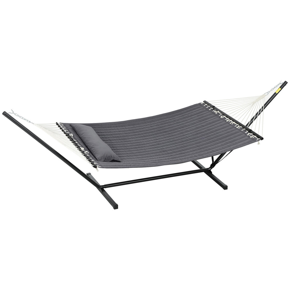 HÄNGEMATTE mit Gestell DE-13615 inkl. Kopfkissen Dunkelgrau - Dunkelgrau, Metall (140/110/368cm) - ComfortXL