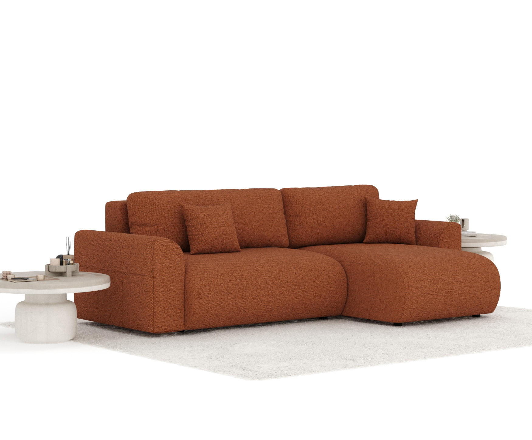 ECKSOFA MIT SCHLAFFUNKTION Bodega Kupferfarbe Webstoff - Schwarz/Kupferfarben, Holz/Holzwerkstoff (235/138cm) - Maison de Reve