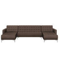 SCHLAFSOFA U-förmig Polsterbezug Dunkelbraun Aberdeen - Dunkelbraun, Textil (348/83/168cm) - Beliani