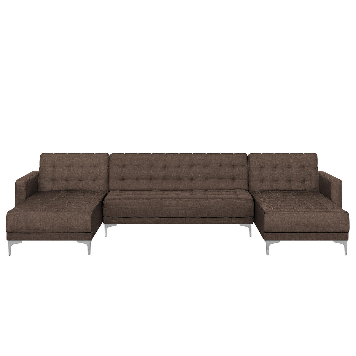 SCHLAFSOFA U-förmig Polsterbezug Dunkelbraun Aberdeen - Dunkelbraun, Textil (348/83/168cm) - Beliani