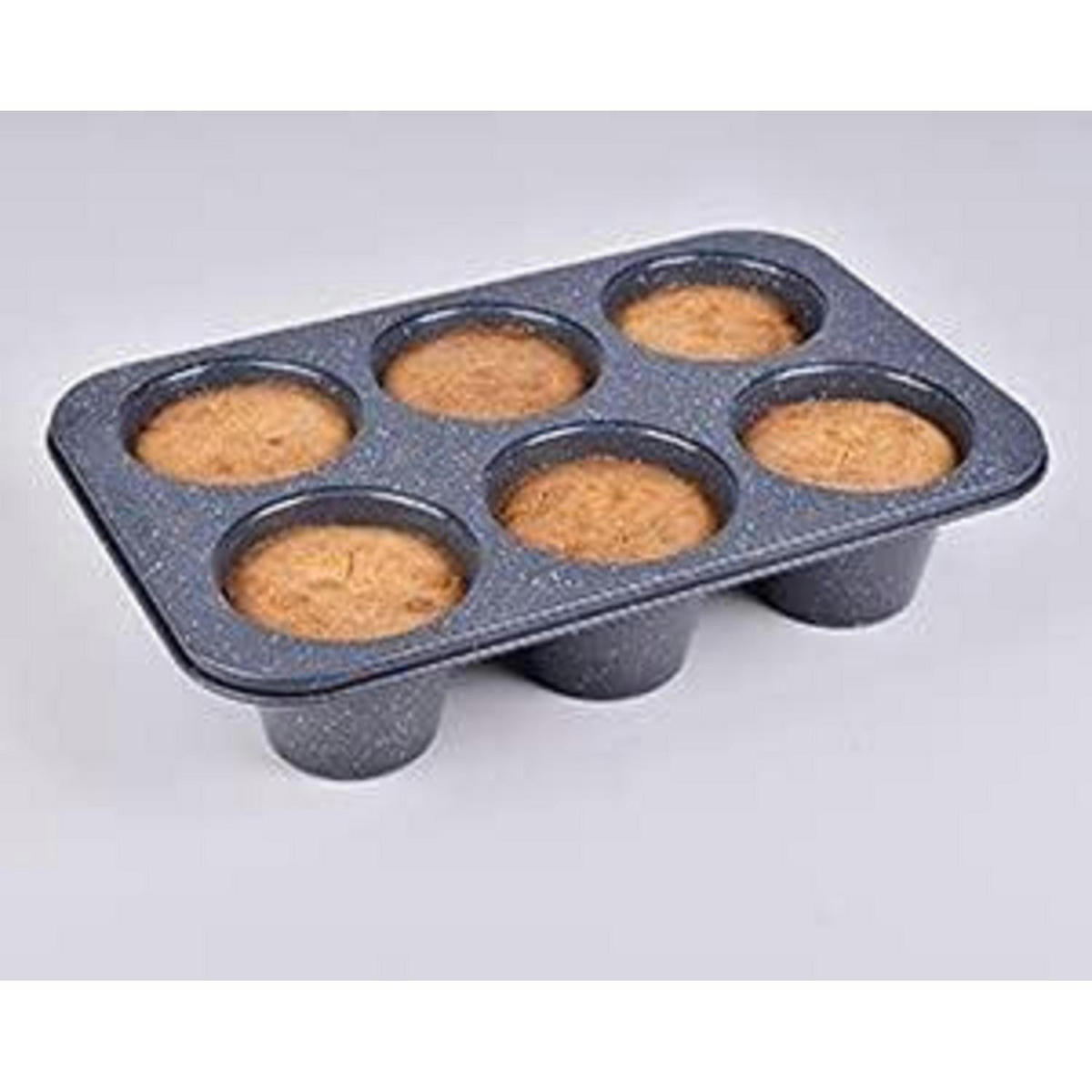 MUFFINFORM 6er Set Karbonstahl Granitoptik - Anthrazit, Metall (22.5/7.5/34.5cm)