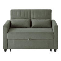 SOFABETT Baumwoll-Leinen mit ausziehbarer Schlaffunktion Olivgrün 114/77/82,5 cm - Olivgrün, Textil (77/82.5/114cm) - Redom