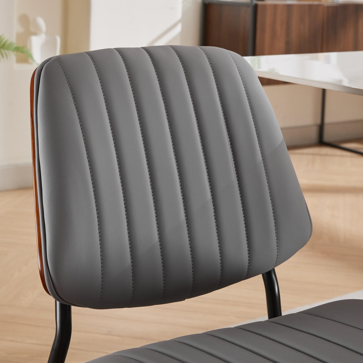 STUHL-SET DE-36303 2 Stück mit Walnuss-Bugholz-Rückenlehne Grau - Grau, Metall (48.3/83.3/57.4cm) - ComfortXL