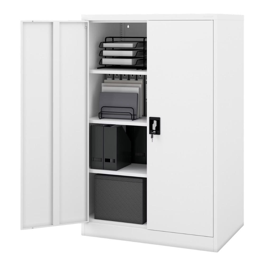 AKTENSCHRANK abschließbar KADO Flügeltüren 140x90x60cm Weiß - Weiß, Metall (90/140/60cm) - DELUKE